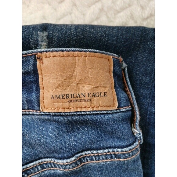American Eagle Womens 10 L Super Stretch X Distressed jegging Jeans Dark Wash - Picture 14 of 16